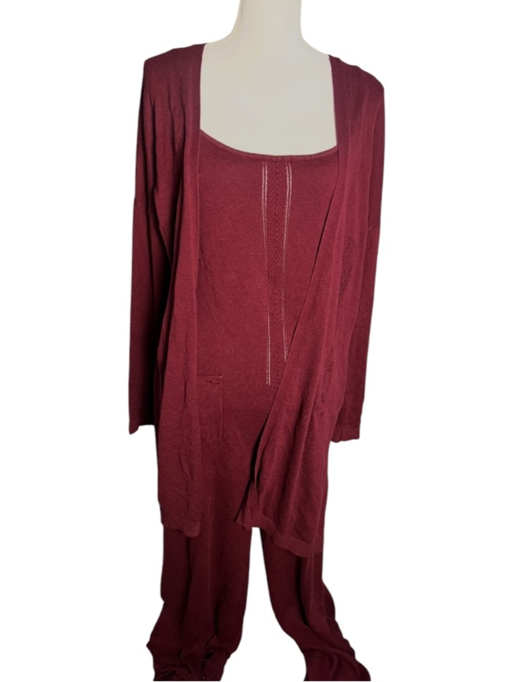 Anthropologie Matching Set Wide Leg Jumpsuit & Cardigan Knit Soft Lounge Large
